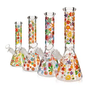 10 inches Thickness:5MM Water pipes with Flower decals